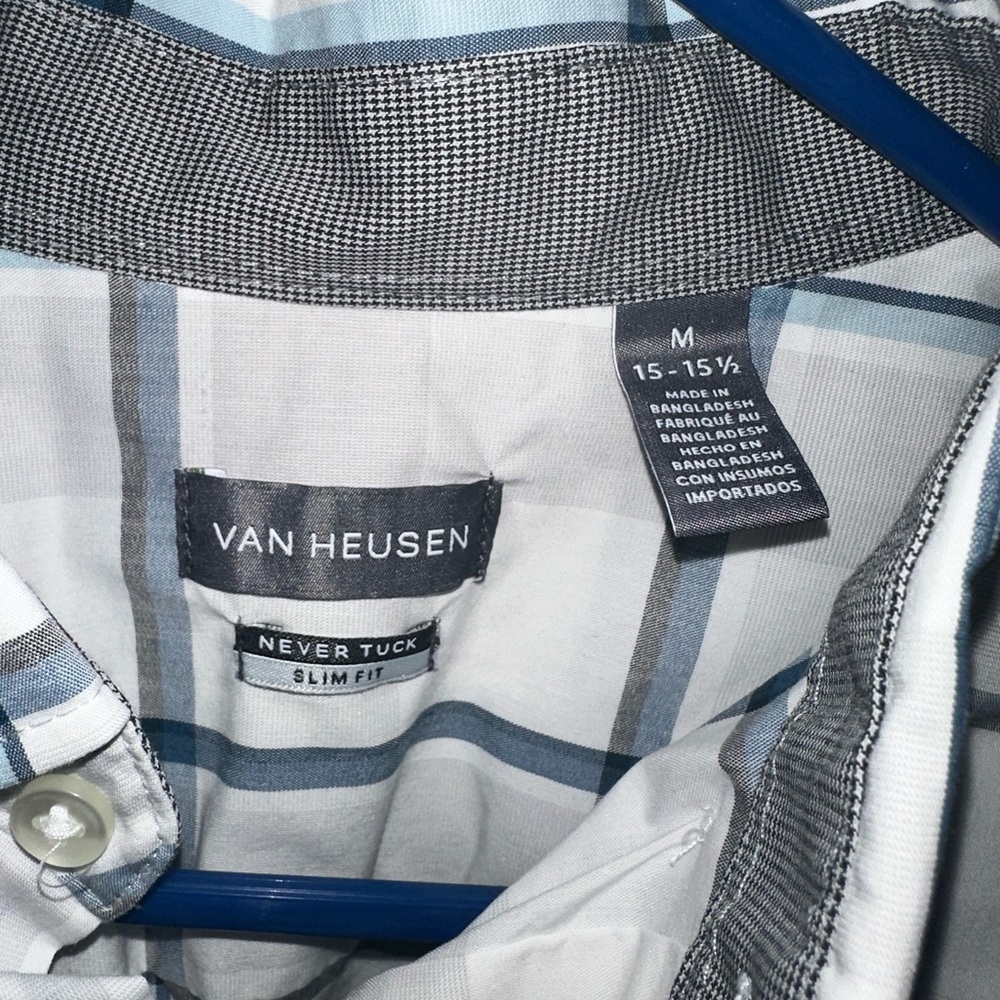 Men’s Button Up Plaid Dress Shirt Van Heusen